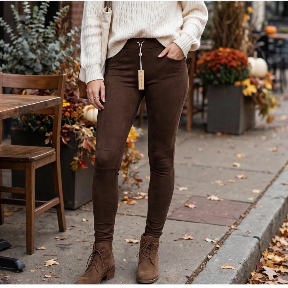 Max Studio Brown Leggings Stretchy Fit